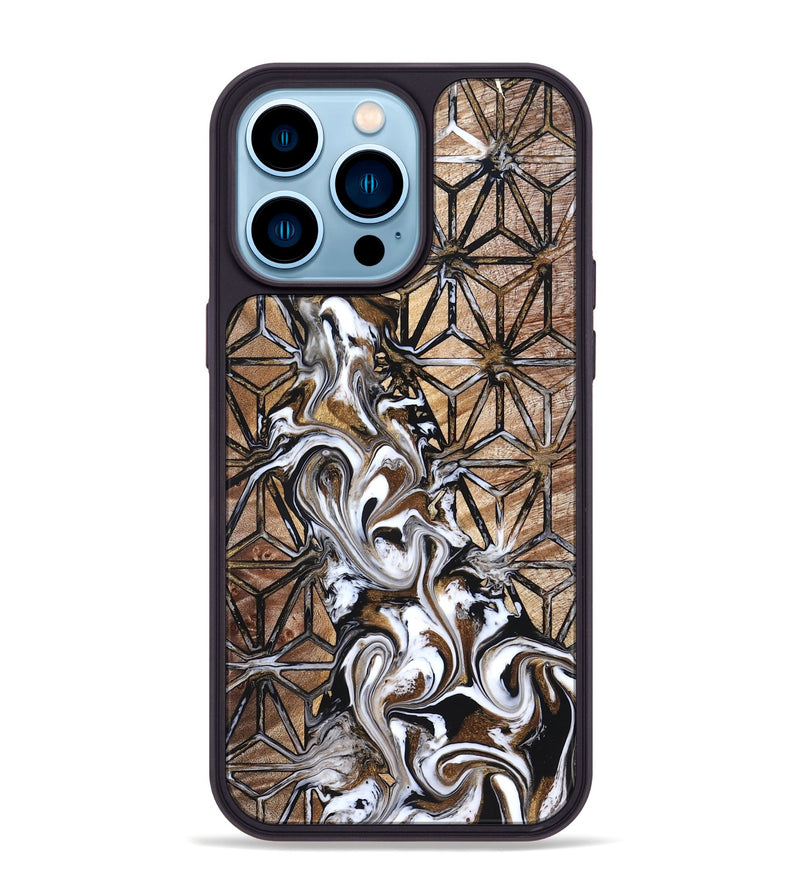 iPhone 14 Pro Max Wood Phone Case - Leatha (Pattern, 825011)