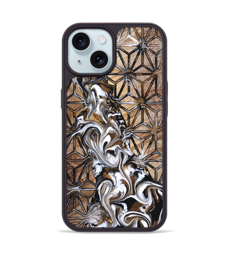 iPhone 15 Wood Phone Case - Leatha (Pattern, 825011)