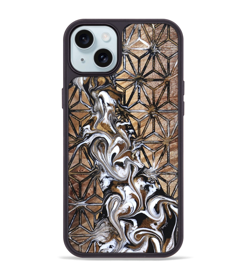iPhone 15 Plus Wood Phone Case - Leatha (Pattern, 825011)