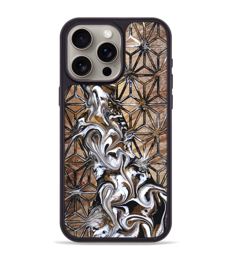 iPhone 15 Pro Max Wood Phone Case - Leatha (Pattern, 825011)