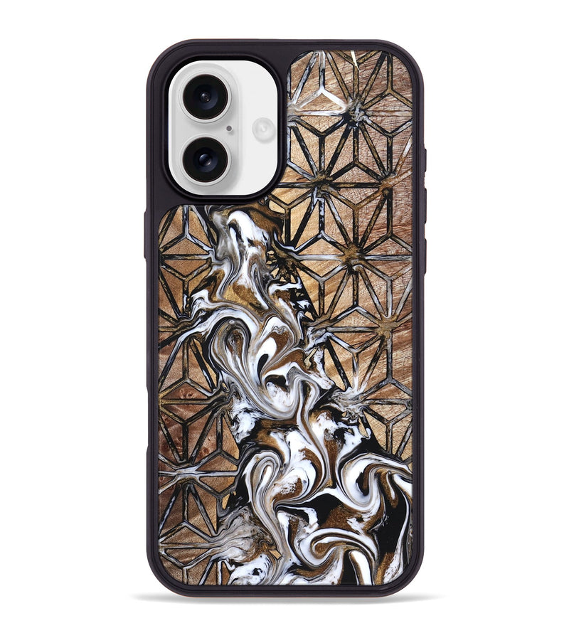 iPhone 16 Plus Wood Phone Case - Leatha (Pattern, 825011)