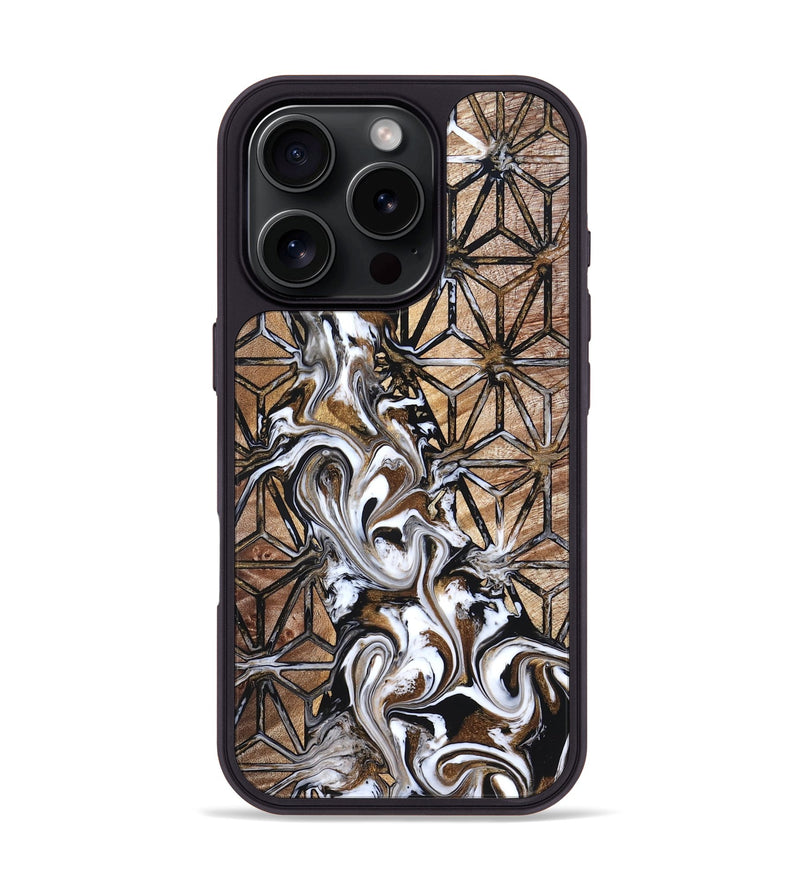 iPhone 16 Pro Wood Phone Case - Leatha (Pattern, 825011)
