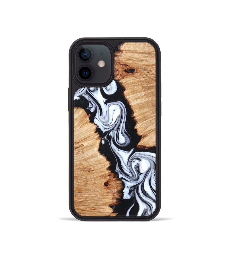 iPhone 12 mini Wood Phone Case - Laisha (Black & White, 825019)