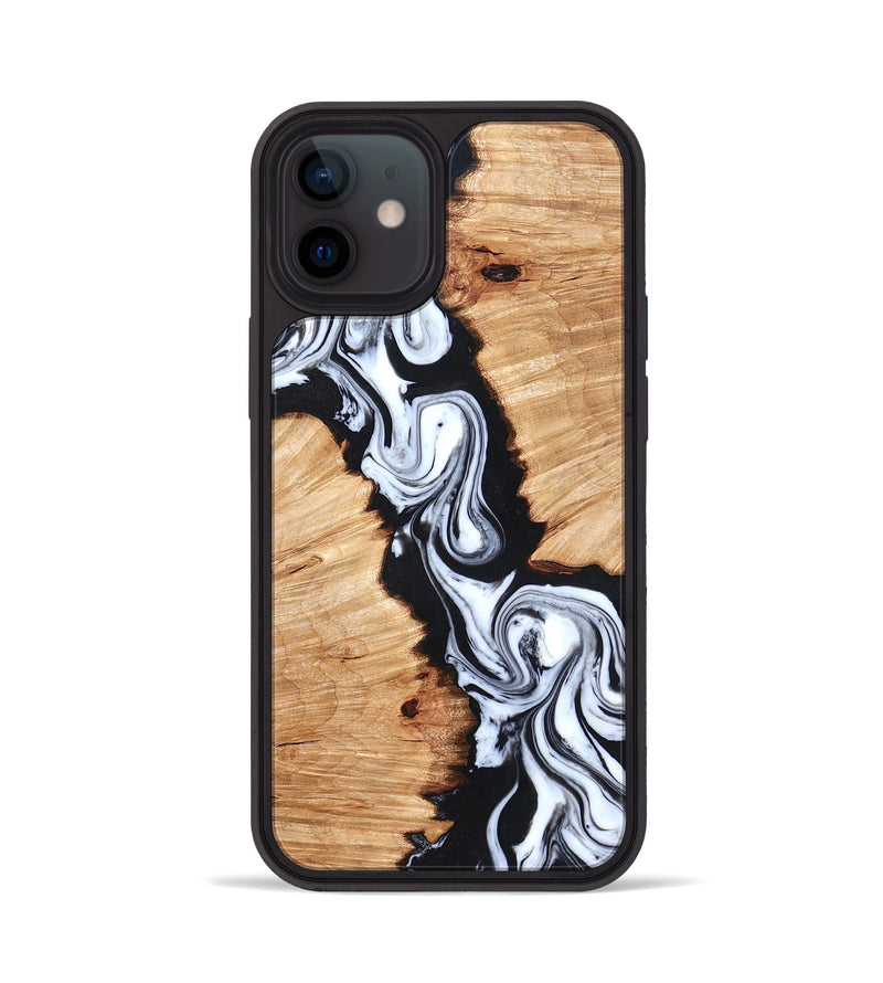 iPhone 12 Wood Phone Case - Laisha (Black & White, 825019)