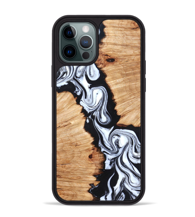 iPhone 12 Pro Max Wood Phone Case - Laisha (Black & White, 825019)