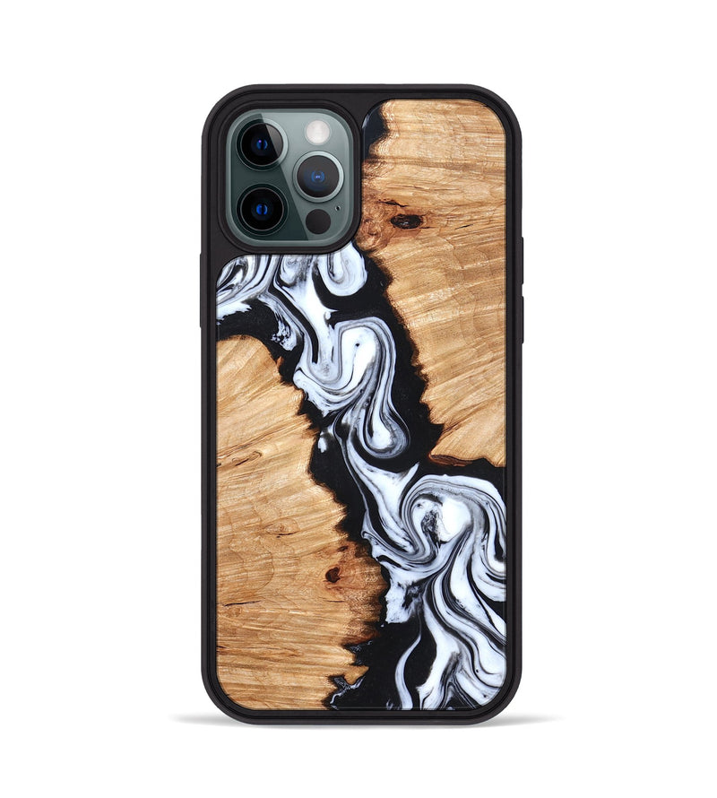 iPhone 12 Pro Wood Phone Case - Laisha (Black & White, 825019)