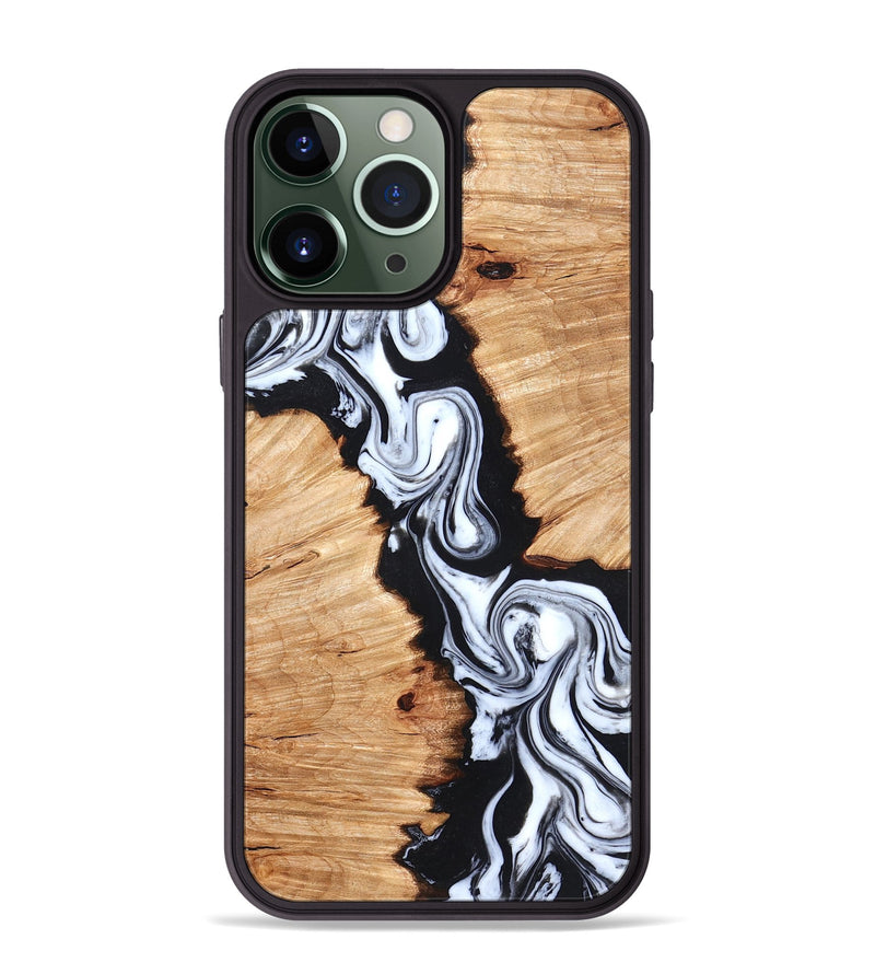 iPhone 13 Pro Max Wood Phone Case - Laisha (Black & White, 825019)