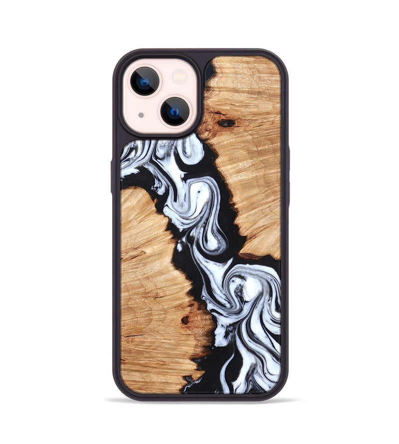 iPhone 14 Wood Phone Case - Laisha (Black & White, 825019)