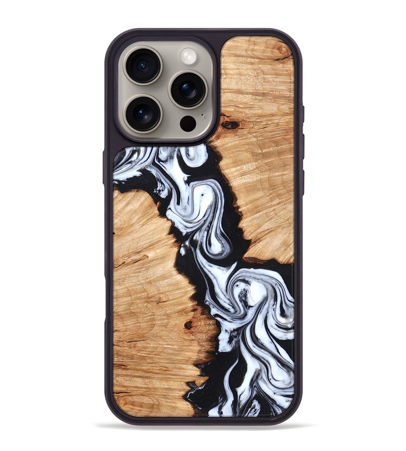 iPhone 16 Pro Max Wood Phone Case - Laisha (Black & White, 825019)