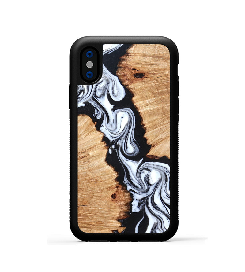 iPhone Xs Wood Phone Case - Laisha (Black & White, 825019)