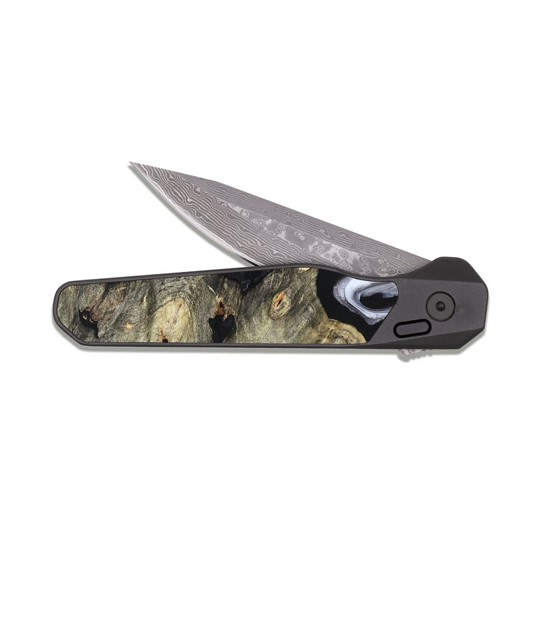 EDC Dark Damascus Wood Pocket Knife - Gino (Black & White, 825020)