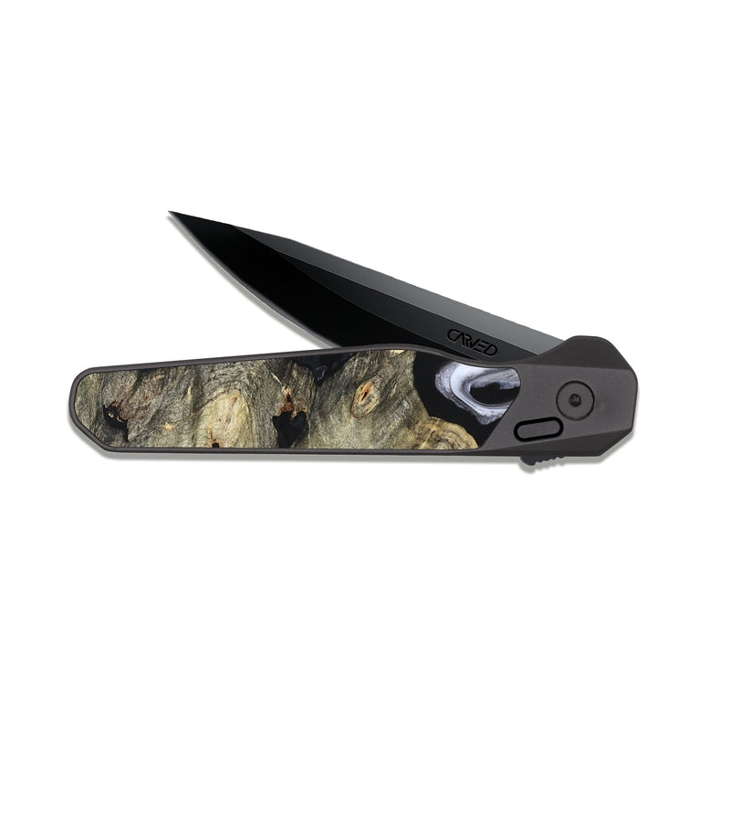 EDC Dark Slate Wood Pocket Knife - Gino (Black & White, 825020)