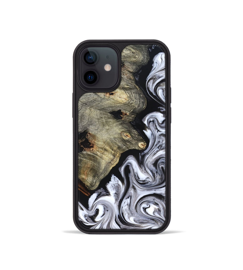 iPhone 12 mini Wood Phone Case - Gino (Black & White, 825020)