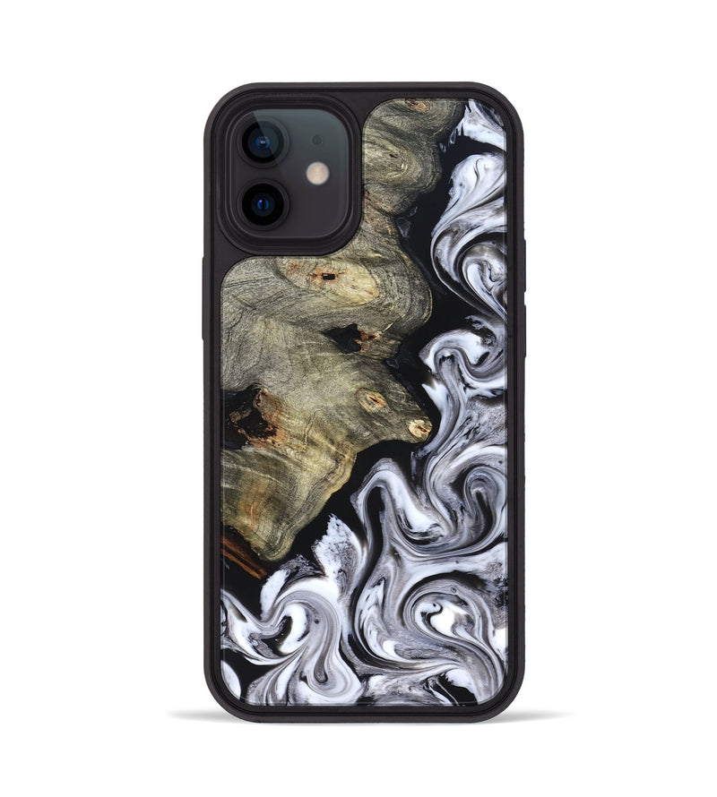 iPhone 12 Wood Phone Case - Gino (Black & White, 825020)