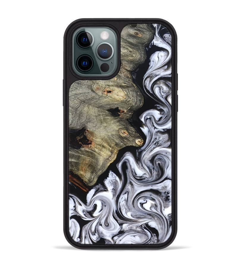 iPhone 12 Pro Max Wood Phone Case - Gino (Black & White, 825020)