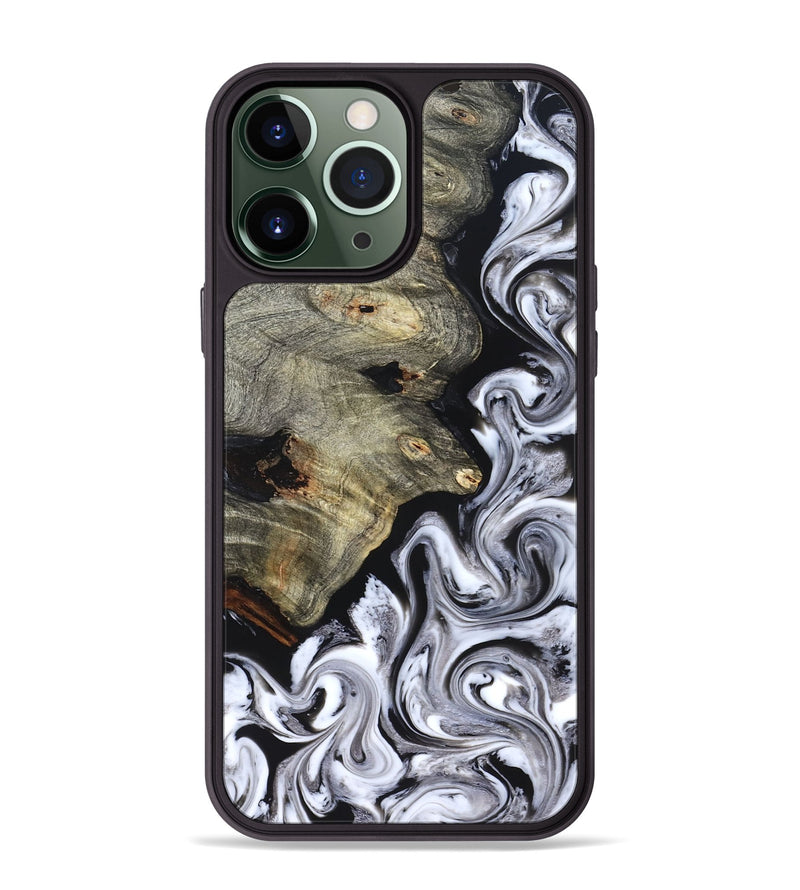 iPhone 13 Pro Max Wood Phone Case - Gino (Black & White, 825020)