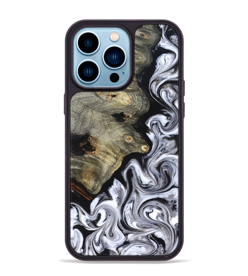 iPhone 14 Pro Max Wood Phone Case - Gino (Black & White, 825020)