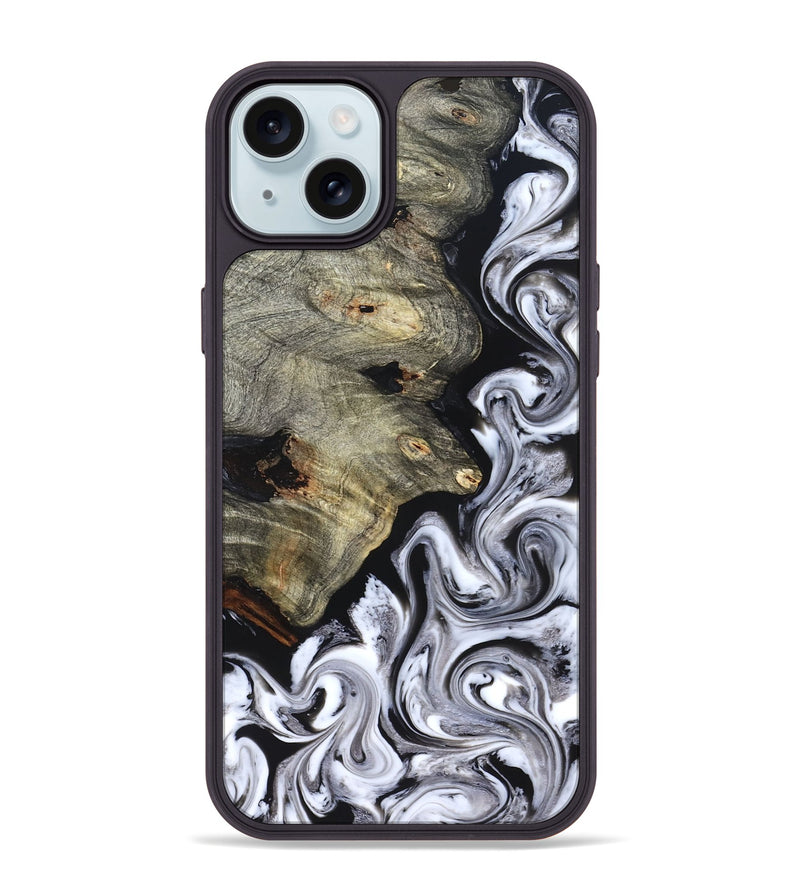 iPhone 15 Plus Wood Phone Case - Gino (Black & White, 825020)