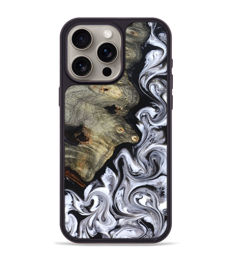 iPhone 15 Pro Max Wood Phone Case - Gino (Black & White, 825020)