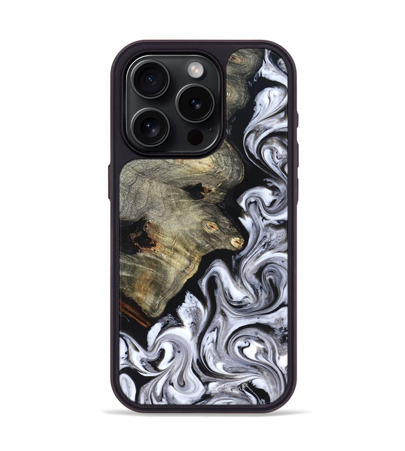 iPhone 15 Pro Wood Phone Case - Gino (Black & White, 825020)