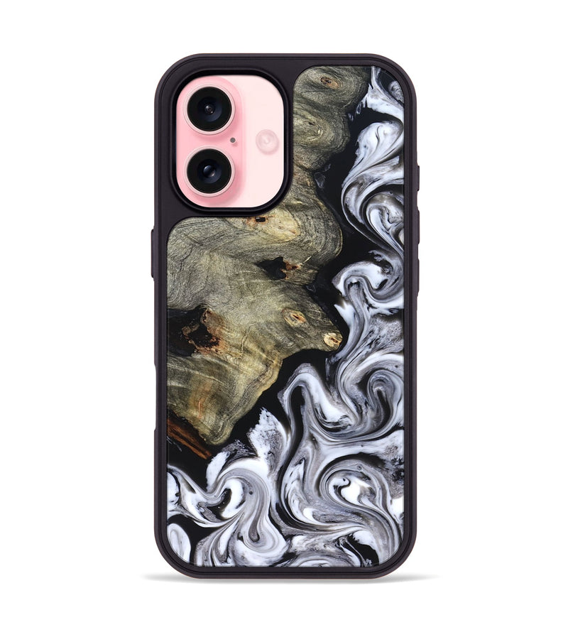 iPhone 16 Wood Phone Case - Gino (Black & White, 825020)