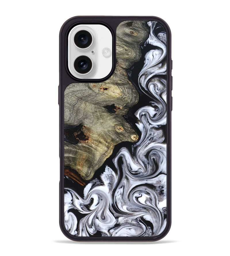 iPhone 16 Plus Wood Phone Case - Gino (Black & White, 825020)