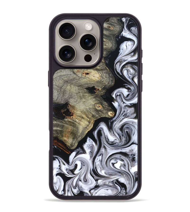 iPhone 16 Pro Max Wood Phone Case - Gino (Black & White, 825020)