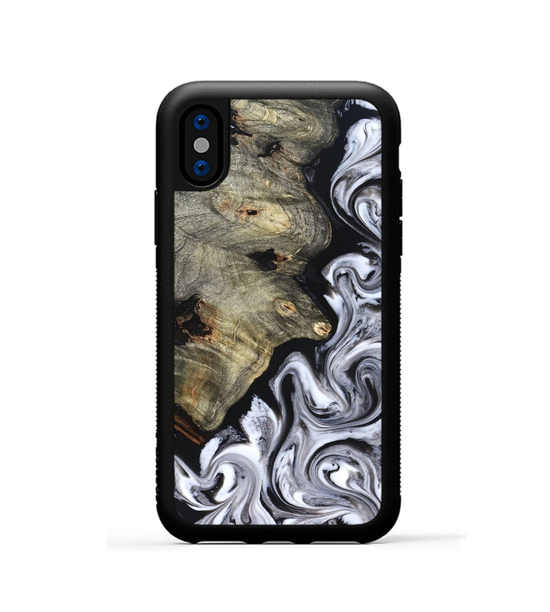 iPhone Xs Wood Phone Case - Gino (Black & White, 825020)