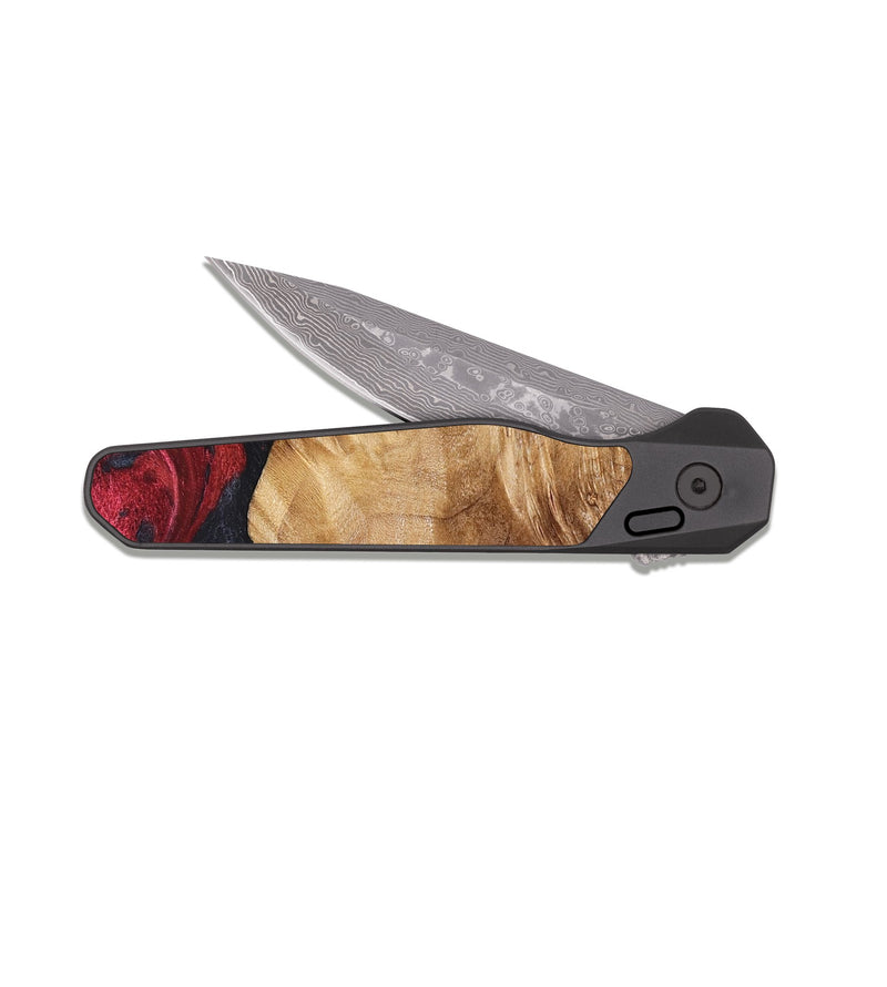 EDC Dark Damascus Wood Pocket Knife - Yousef (Red, 825024)