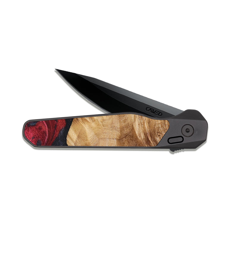 EDC Dark Slate Wood Pocket Knife - Yousef (Red, 825024)