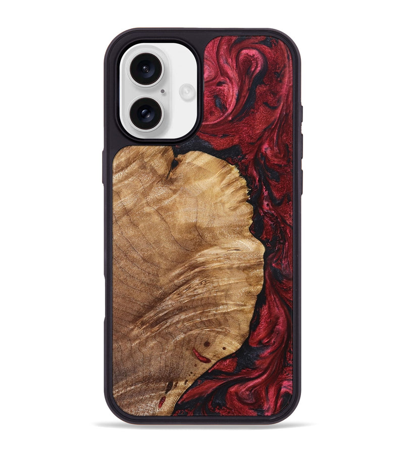 iPhone 16 Plus Wood Phone Case - Yousef (Red, 825024)