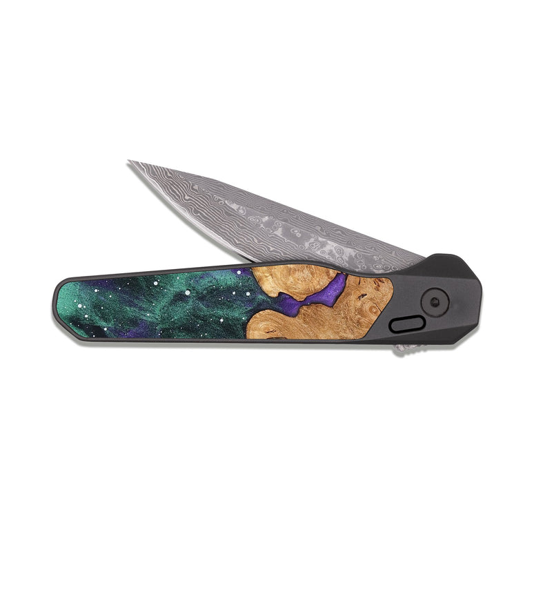 EDC Dark Damascus Wood Pocket Knife - Felton (Cosmos, 825038)