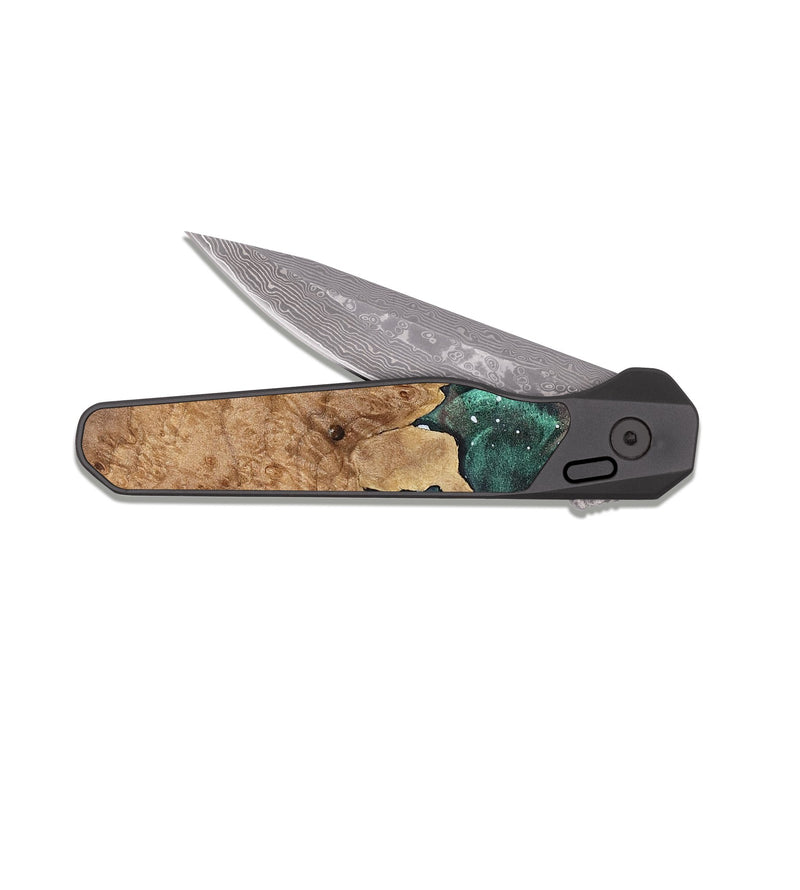 EDC Dark Damascus Wood Pocket Knife - Elena (Cosmos, 825046)