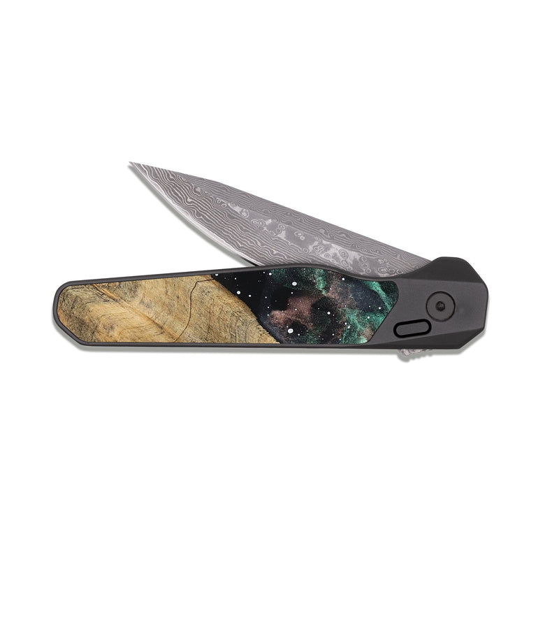 EDC Dark Damascus Wood Pocket Knife - Henley (Cosmos, 825050)