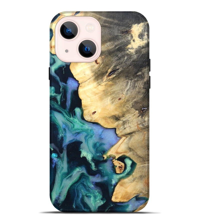 iPhone 14 Plus Wood Live Edge Phone Case - Dangelo (Green, 825070)