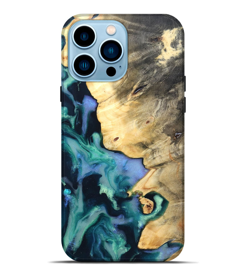 iPhone 14 Pro Max Wood Live Edge Phone Case - Dangelo (Green, 825070)