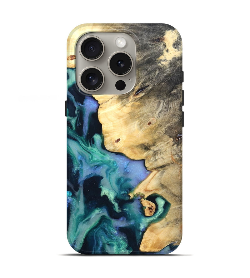 iPhone 16 Pro Wood Live Edge Phone Case - Dangelo (Green, 825070)