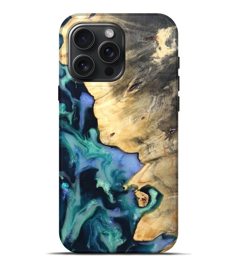 iPhone 16 Pro Max Wood Live Edge Phone Case - Dangelo (Green, 825070)