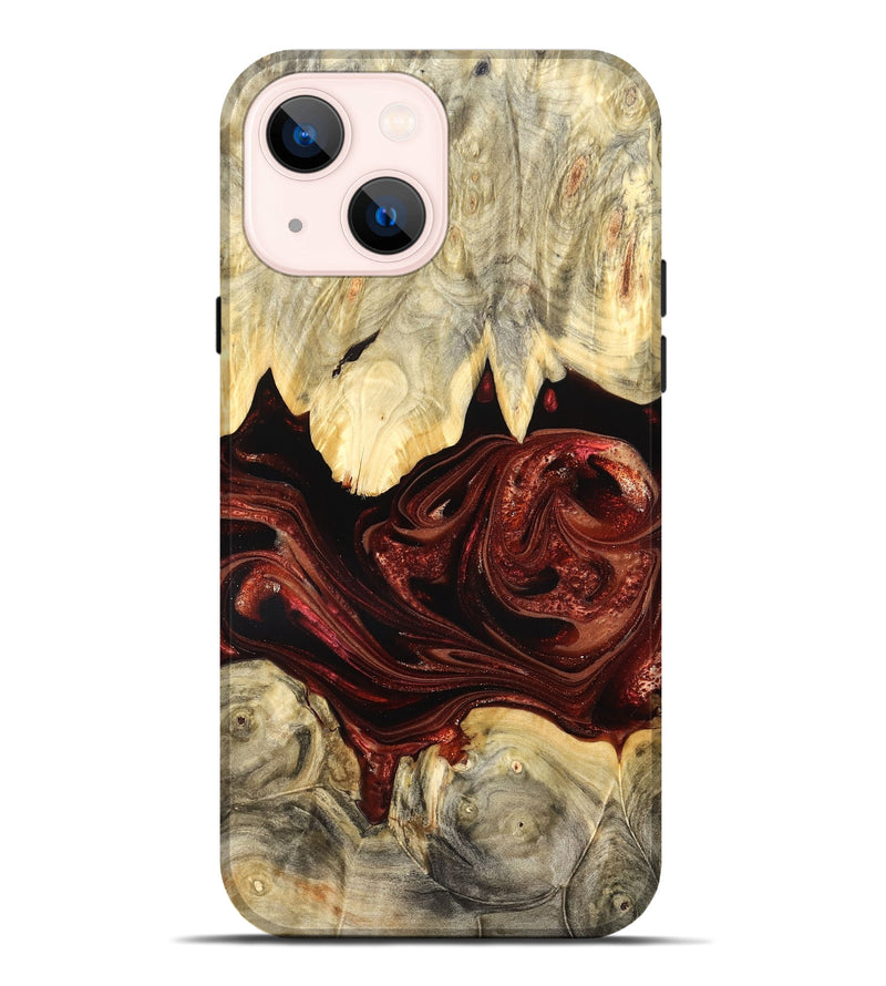 iPhone 14 Plus Wood Live Edge Phone Case - Debrah (Red, 825114)