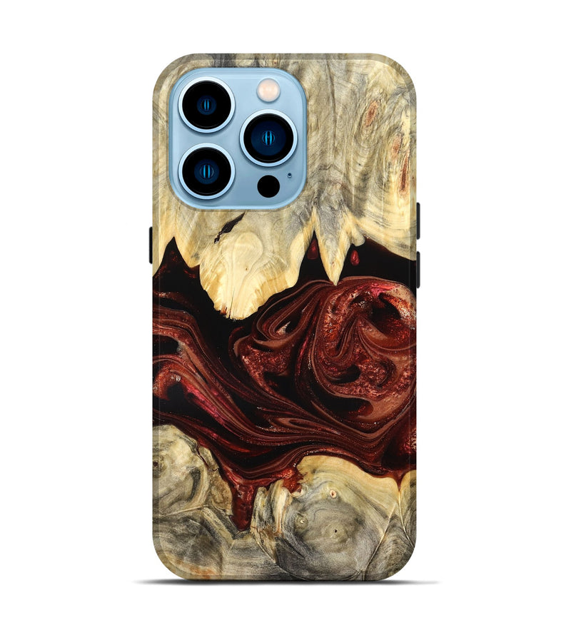 iPhone 14 Pro Wood Live Edge Phone Case - Debrah (Red, 825114)