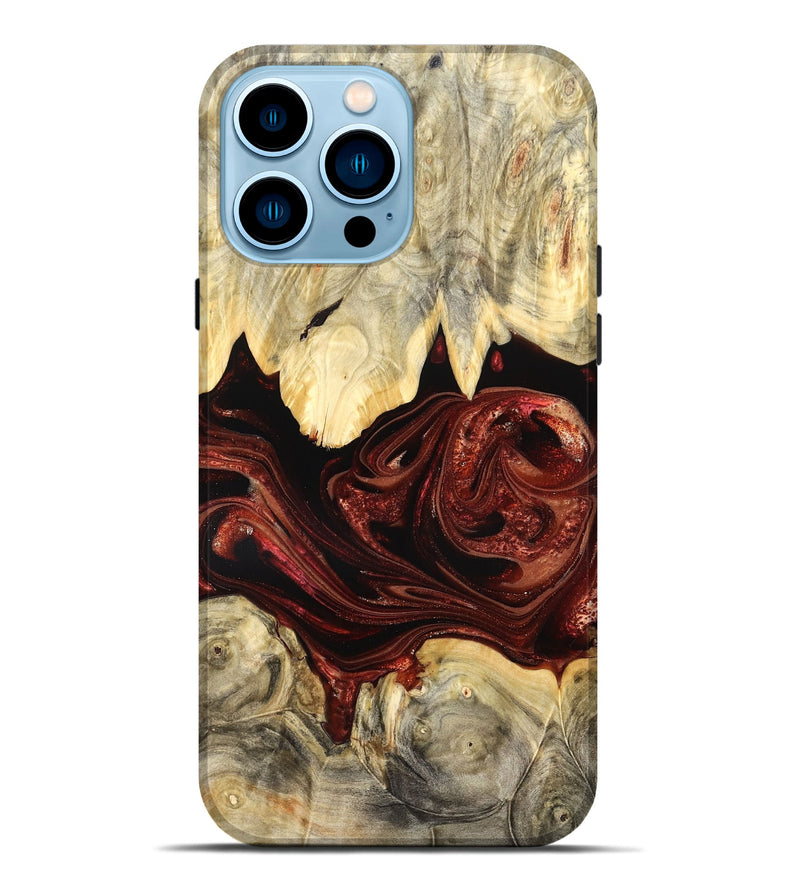 iPhone 14 Pro Max Wood Live Edge Phone Case - Debrah (Red, 825114)