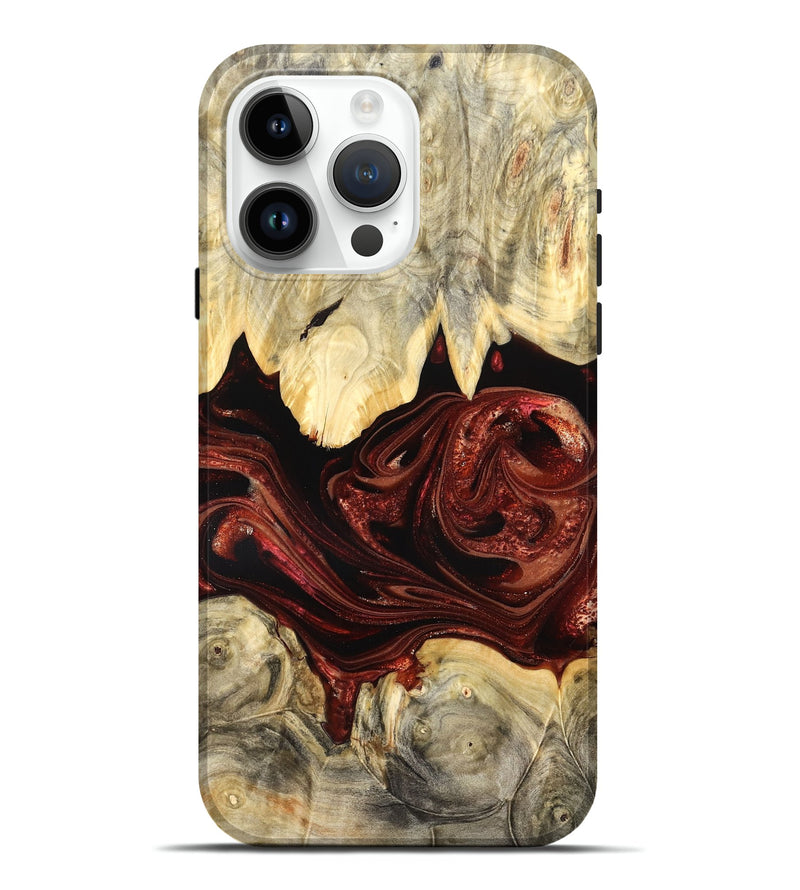 iPhone 15 Pro Max Wood Live Edge Phone Case - Debrah (Red, 825114)