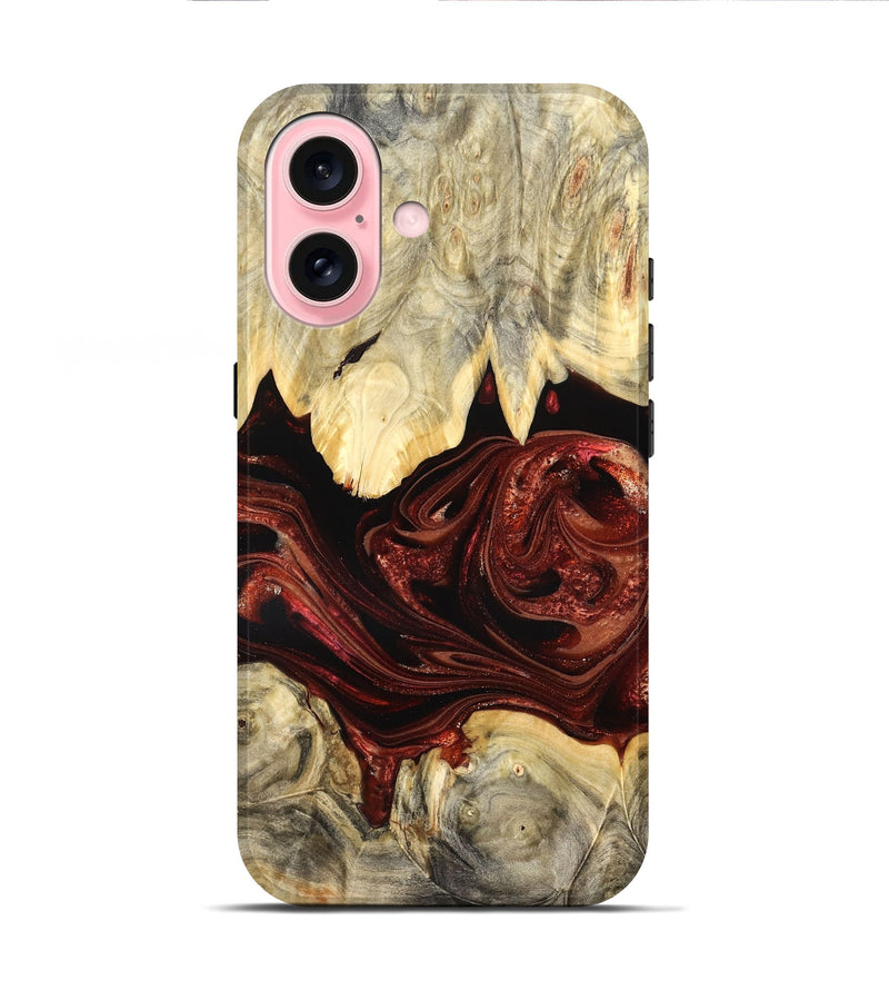 iPhone 16 Wood Live Edge Phone Case - Debrah (Red, 825114)