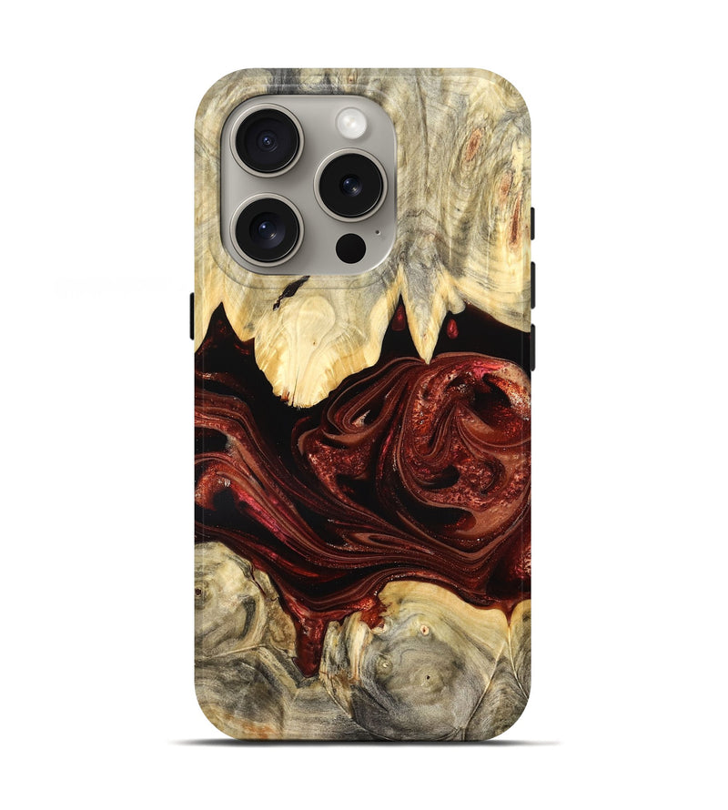 iPhone 16 Pro Wood Live Edge Phone Case - Debrah (Red, 825114)