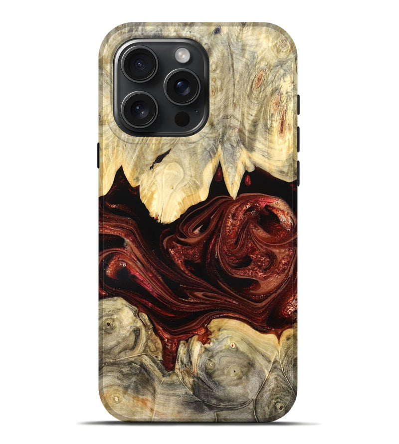 iPhone 16 Pro Max Wood Live Edge Phone Case - Debrah (Red, 825114)