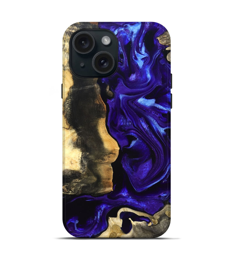 iPhone 15 Wood Live Edge Phone Case - Jayden (Purple, 825115)
