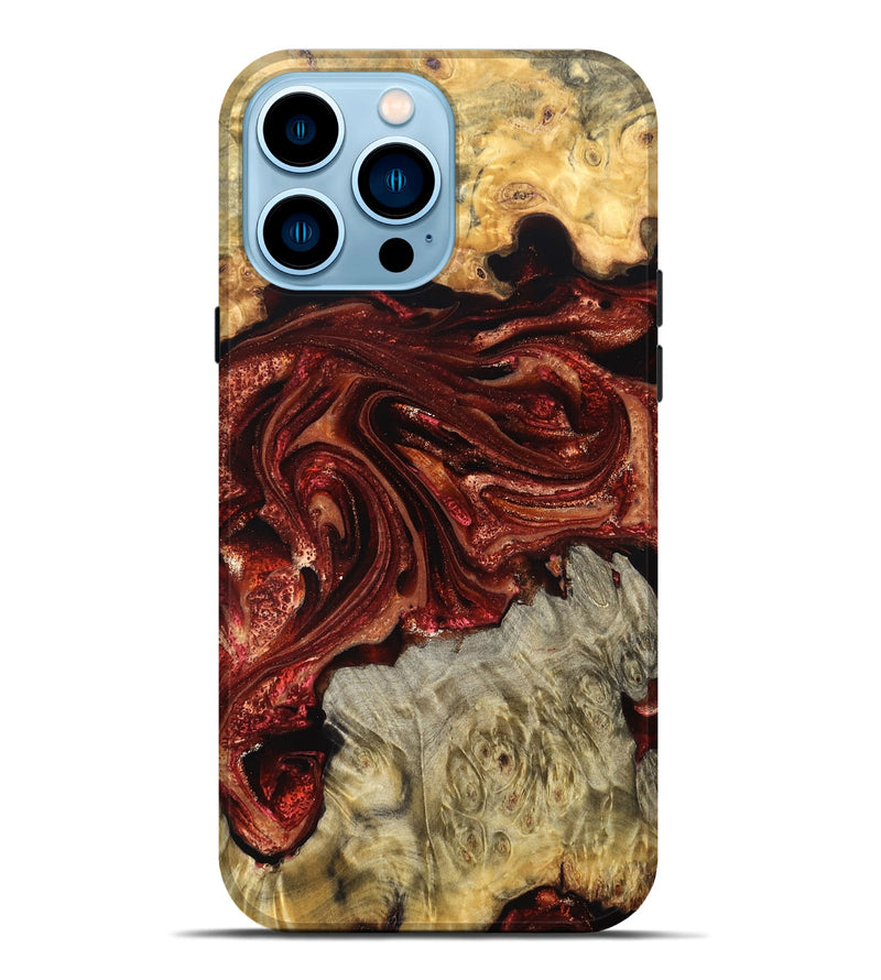 iPhone 14 Pro Max Wood Live Edge Phone Case - Alison (Red, 825116)