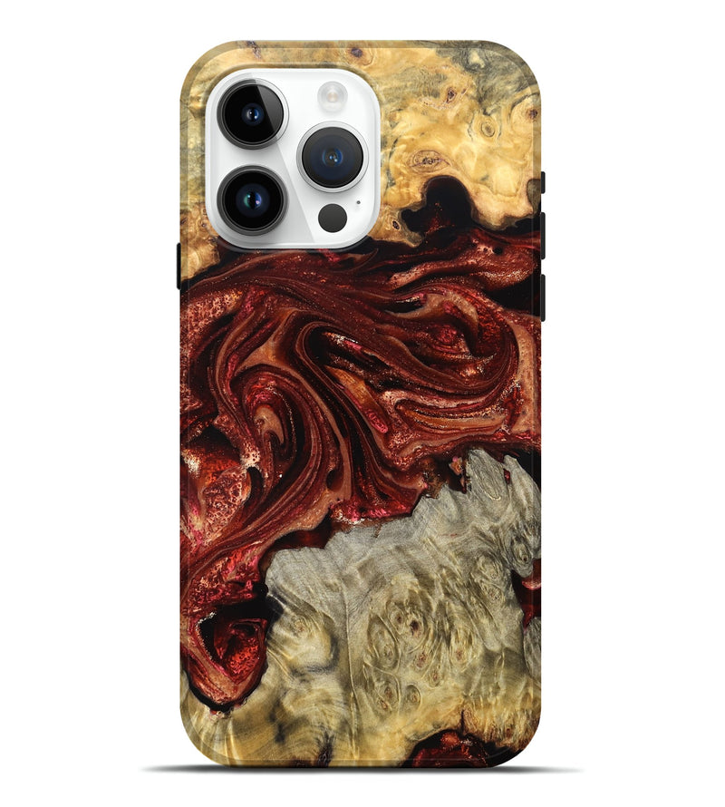 iPhone 15 Pro Max Wood Live Edge Phone Case - Alison (Red, 825116)