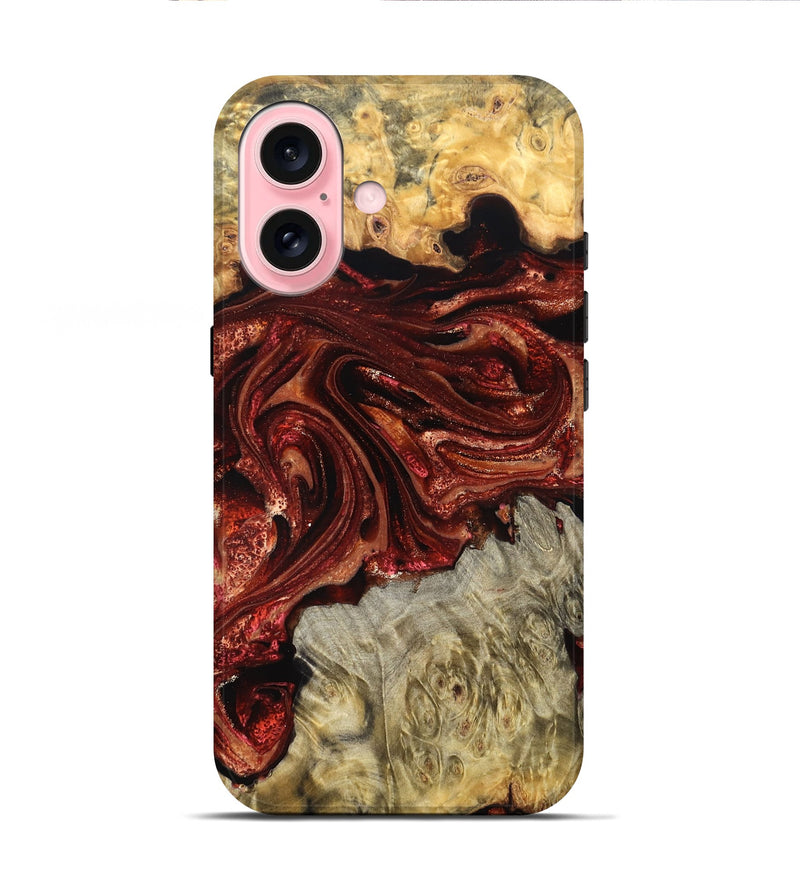 iPhone 16 Wood Live Edge Phone Case - Alison (Red, 825116)