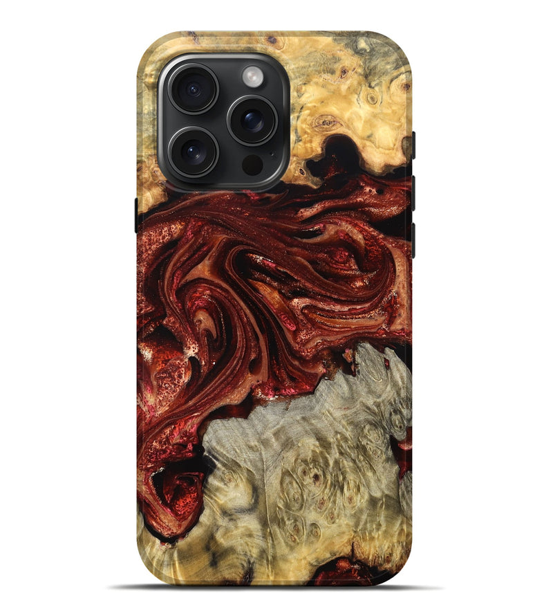 iPhone 16 Pro Max Wood Live Edge Phone Case - Alison (Red, 825116)